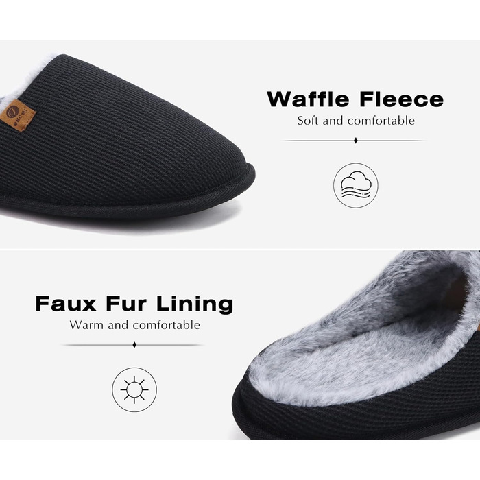 Чоловічі халапи ONCAI з піною Memory Foam, халапи для дому, антиковзкі, чорні, розмір EU 46