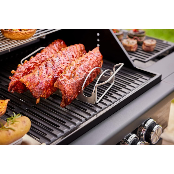 Чохол для гриля RÖSLE Smoker No.1 F50/F50-S, тримач для ребер і м'яса, нержавіюча сталь 18/10, аксесуари для газового та вугільного гриля