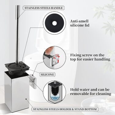 Набір для чищення унітазу Exleco з щіткою та змінною щіткою, золотий, для ванної кімнати