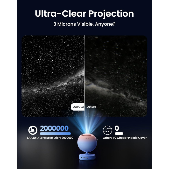 POCOCO Starry Sky Projector, Galaxy Star Projector, Home Planetarium for Kids and Adults; for Bedrooms, Interiors; as Decoration, Sleep Aid, and Relaxation - with 2 Discs (Healing Vibes Gift Box Pink Blue)