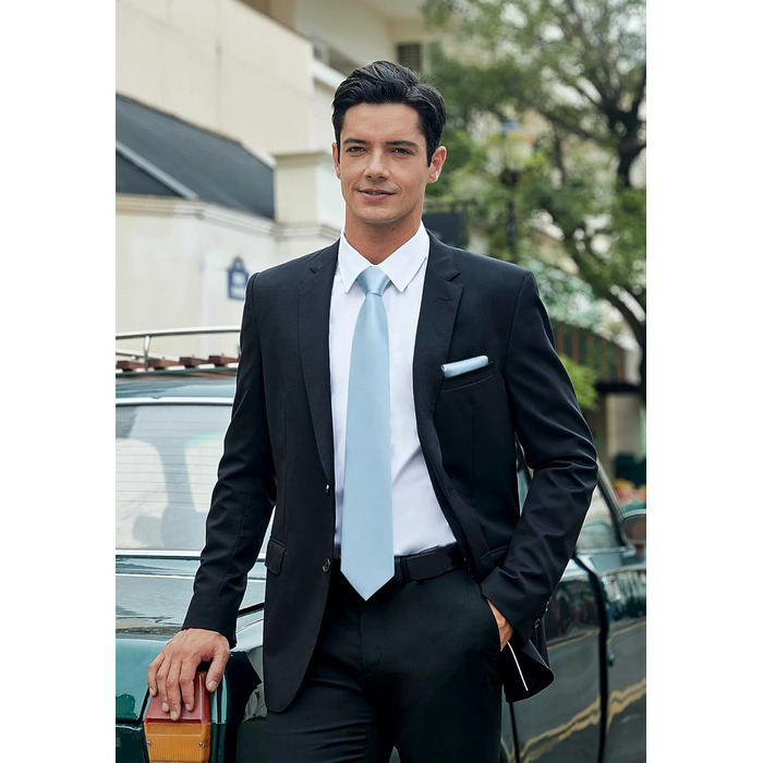 Чоловічий краватковий та кишеньковий хустинка набір HISDERN – однотонні краватки для весілля та свят різного кольору