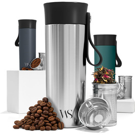 Термокружка для кави To-Go з нержавіючої сталі, 360 мл | Зберігає тепло 4 години, холод - 8 | Без BPA, витоку, вакуумна ізоляція | Ідеально для кави, чаю, подорожей