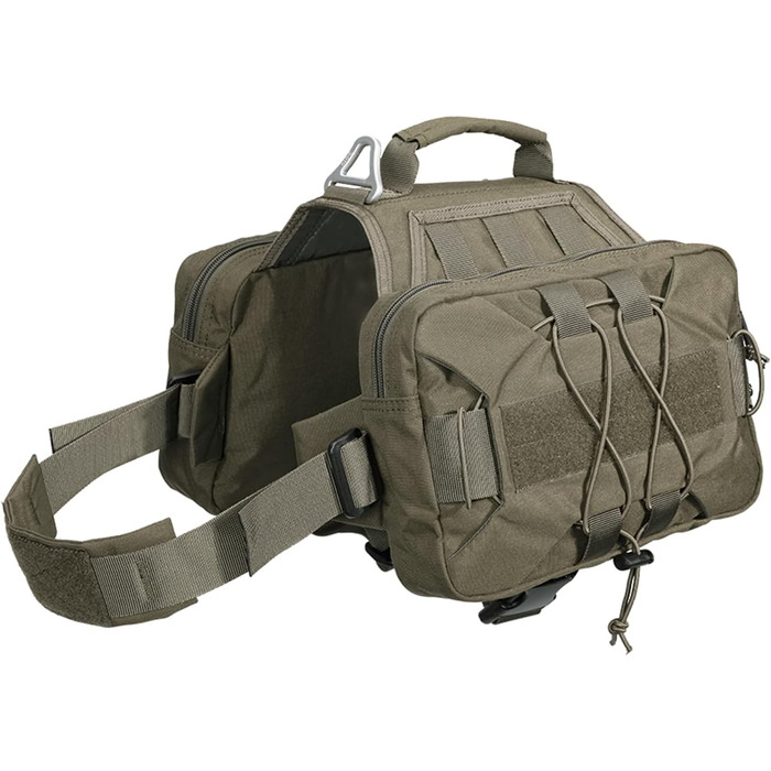 Рюкзак для собак RGN-L: місткий, для подорожей, кемпінгу та хандрингу. Підходить для середніх та великих собак. Військовий зелений.