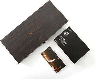 Набір кухонних ножів Wakoli EDIB Essentials Damast 3-частини: ніж шеф-кухаря, ніж для овочів, універсальний ніж з високоякісної сталі Damast VG10, твердість 60 HRC, захист пальців, подарункова дерев'яна коробка