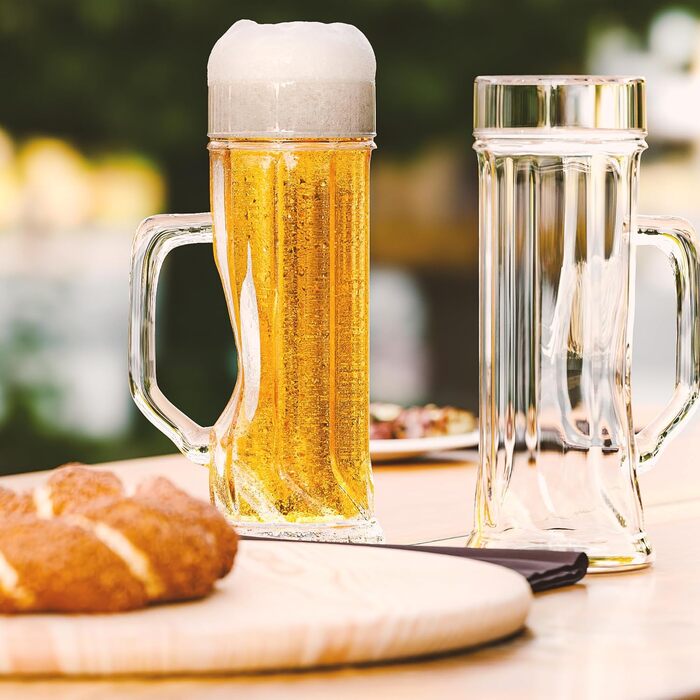 Набір пивних кухлів Stölzle Oberglas Premium Ribbed 6 шт. 0,3л - Міцні скляні кухлі для пива з ребристою поверхнею, придатні для мийки в посудомийній машині
