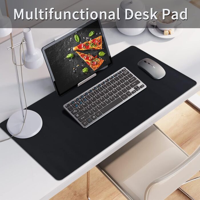 Килимок для столу Niviy з екошкіри, XXL, 80x40 см, чорний. Нековзкий, водонепроникний, для офісу та дому.