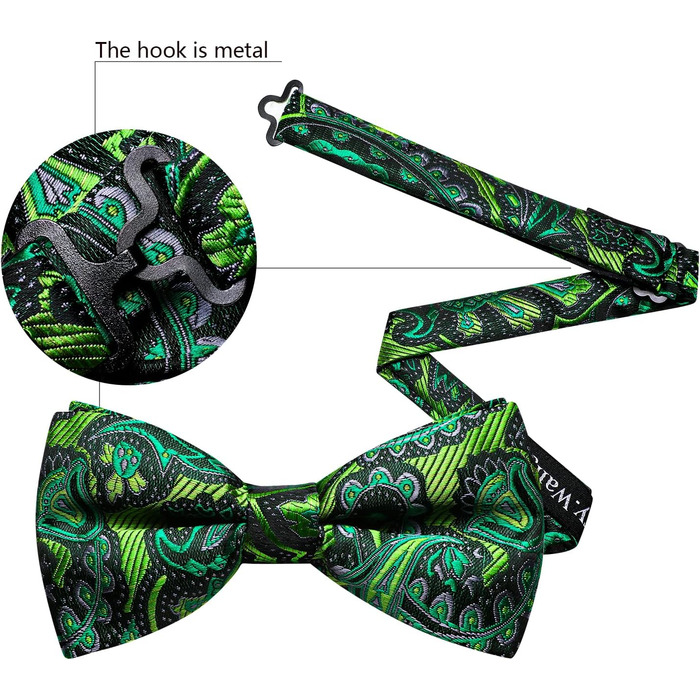 Набір краваток-метеликів Barry.Wang для чоловіків: краватка-метелик, нагрудна хустинка та запонки (Hellgrün) для весілля та урочистих подій