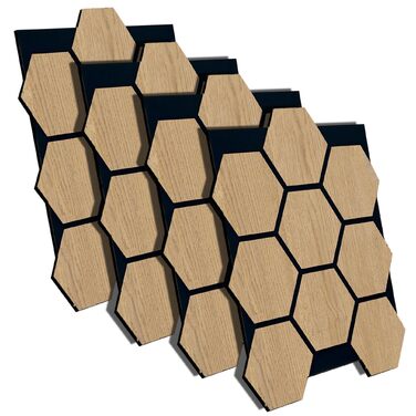 Акустичні настінні панелі AS Country Stone® з натурального дерева, 80x65 см, шумопоглинаючі декоративні панелі для офісу та дому (4 шт., колір Karina)