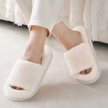 Жіночі плюшеві халапи з штучного хутра, з піною пам'яті, теплі та зручні (Бежевий, 40/41 EU)