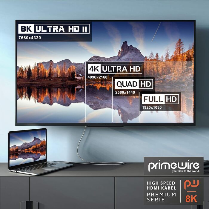 HDMI кабель 2.1 8K (4m) - підходить для Blu-Ray, PS4, PS5, Xbox, HDR, ARC, 8K@60Hz, 4K@120Hz, білий