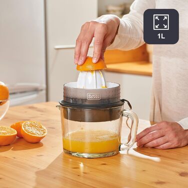 Електрична соковитискачка для цитрусових BLACK+DECKER BXCJ350E | 350W, нержавіюча сталь, регулятор м'якоті, 2 насадки