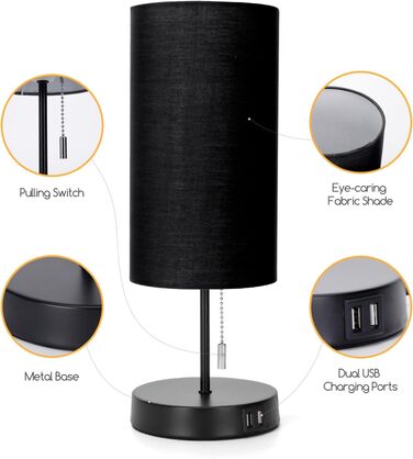 Торшер Aigostar з 2 USB-портами для зарядки, вимикач на шнурі, металева основа, сучасний дизайн, сірий колір. Підходить для спальні, вітальні, робочого столу, дитячої кімнати