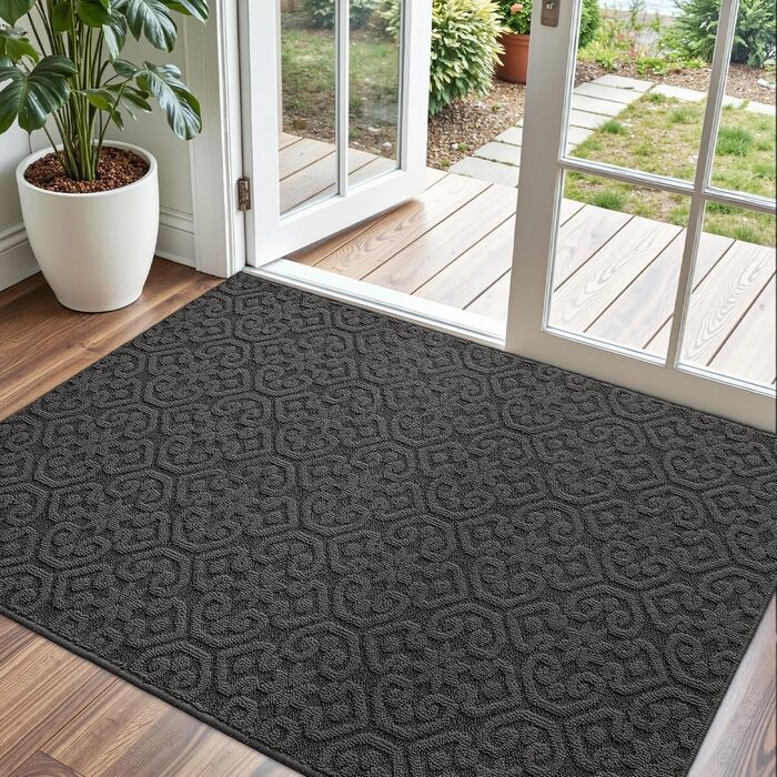 При Entrance килимок DEXI 60x90 см, протиковзний вбираючий килим для входу, передпокою та тераси, антрацит