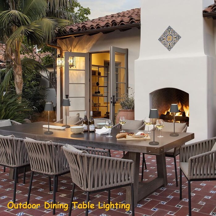 LED акумуляторна настільна лампа K-Bright диммер | для дому та вулиці | тепле світло | з USB зарядкою | антрацит