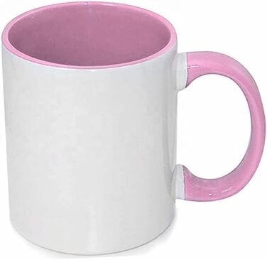 MR.R 11 Unzen Sublimation blank coffee mugs, 6-piece set, porcelain, mug, coffee cup, 325 ml, with pink interior and handle, 6 pieces