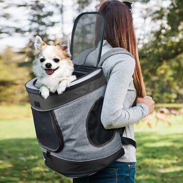 Рюкзак для тварин Kritter Planet з сітчастими вікнами, дихаючий та складаний мішок для собак та котів, знімний внутрішній килимок для тварин, для походів, велосипедів, активного відпочинку, 7 кг цуценят (Чорний)