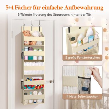 Органайзер для полиць LifeWit Türorganizer з 5 полицями та 4 кишенями, бежевий, до 20 кг