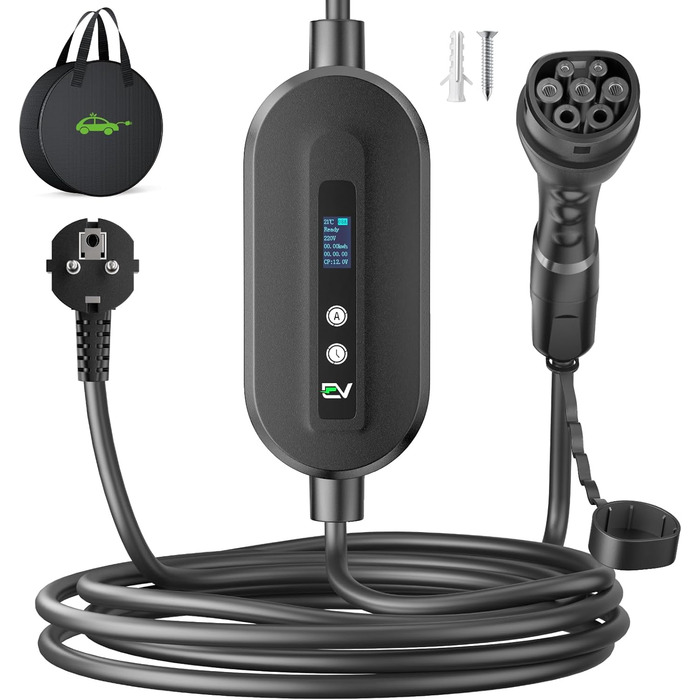 Кабель для зарядки електромобіля EVJUICION, Тип 2 - Schuko, 3.68kW, 15м, IP67