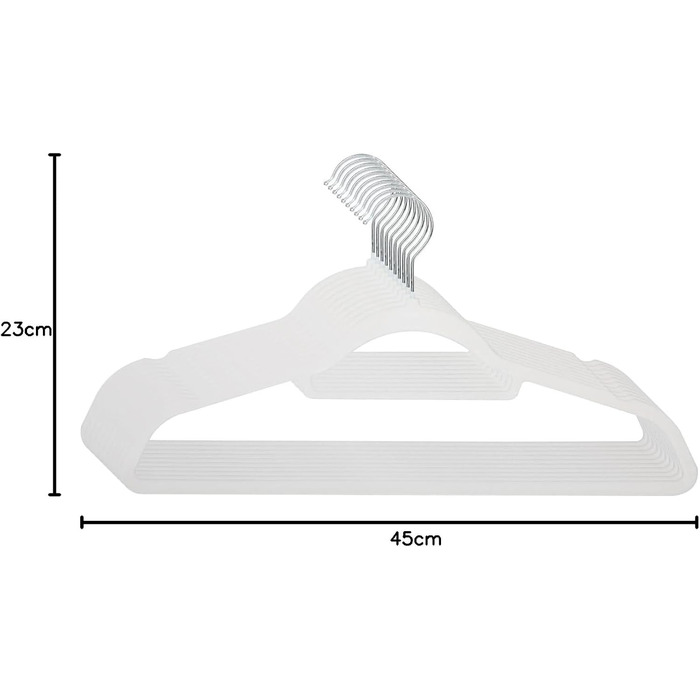 Набір вешалок для одягу SVITA (10 шт.) - вешалки для костюмів, антиковзаючі, з оксамиту, білі