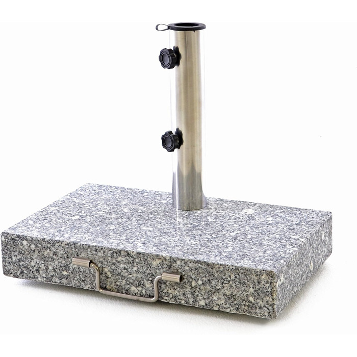 Nexos Parasol Stand Granite Stainless Steel 25kg Semi-Rectangular with Handle and Wheels 45.5 x 28 x 39 cm Gray