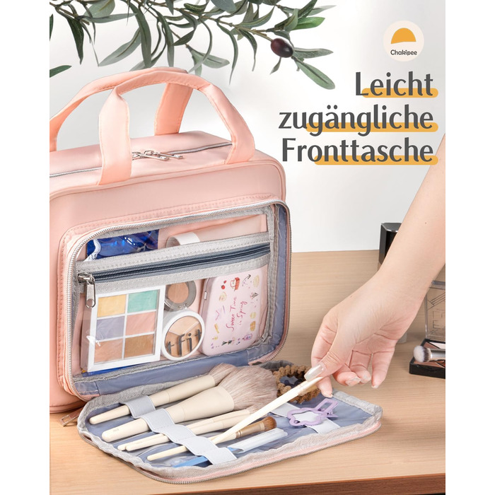 Чоловіча/Жіноча дорожня косметичка для підвішування – водовідштовхувальна, з прозорим вікном, рожевого кольору, середнього розміру (30x23x10 см)