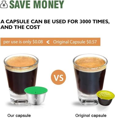 i Cafilas Reusable Capsule for Dolce Gusto, Capsule Filter, compatible with Dolce Gusto, with coffee spoon, brush (Tamper + Capsule)
