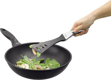 Silit Girato Serving Tongs 31 cm, Stainless Steel, Plastic Head, BBQ Tongs, Small Grill Tongs for Steak, Fish, Vegetables, Locking Mechanism, Space-Saving