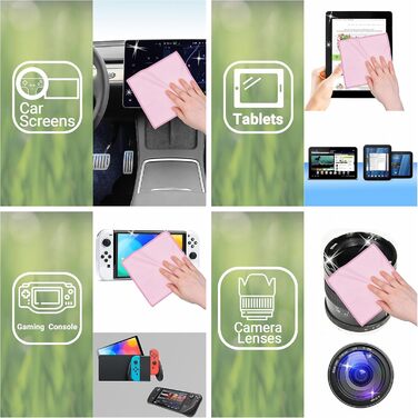 Серветки для чищення з мікрофібри Eco-Fused, 5 шт. - двосторонні - для смартфонів, LCD-телевізорів, планшетів, екранів ноутбуків, об'єктивів камер (рожеві, 17 x 16 см)