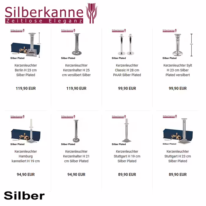SILBERKANNE Cigarette Case, double-sided, Hamburg, 6.5x9.5 cm, Silver Plated, silver-plated, premium finish