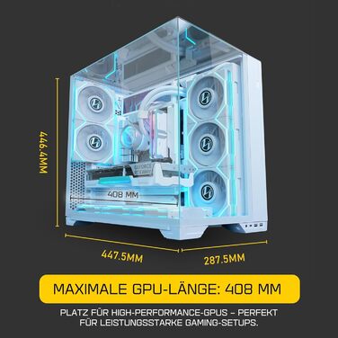 Корпус Lian Li O11 Vision Compact для ігрового ПК ATX, білий - Midi Tower з темперованим склом, підтримка відеокарт до 408 мм, радіаторів до 360 мм, білий корпус з сталі та алюмінію
