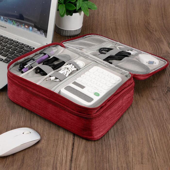 Водонепроникна сумка-органайзер для електроніки з 2 відділеннями (27x20x8 см, червона)
