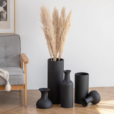 Large White Metal Floor Vase - Modern Textured Design, 68/51/41cm - Perfect for Pampas Grass & Home Decor