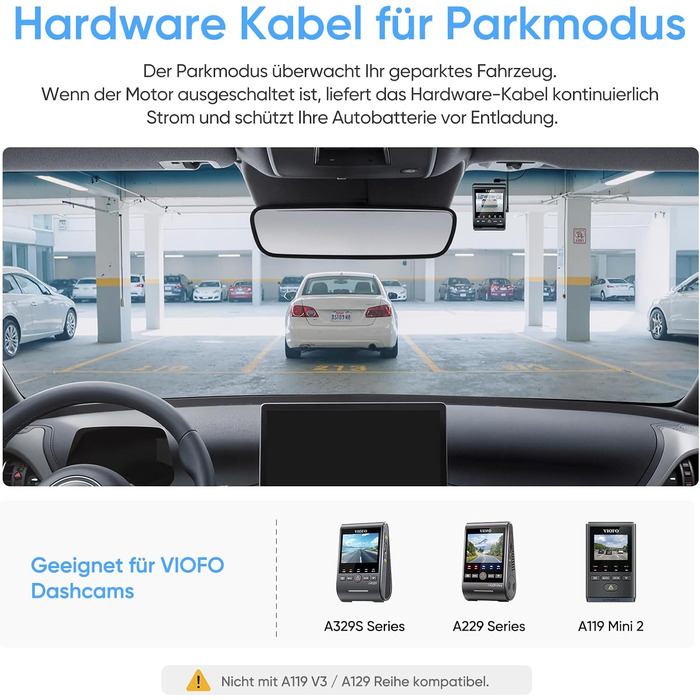 Кабель живлення VIOFO HK4 Hardwire Kit для відеореєстраторів A329, A119M, A229 (Type-C) з режимом паркування та захистом від розрядження акумулятора