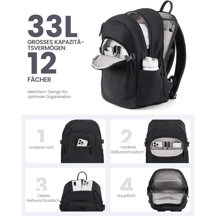 Рюкзак LOVEVOOK 15.6/17.3 дюймів: водонепроникний, для ноутбука, універсальний, чорний