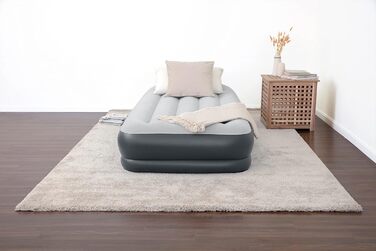 Надувний матрац Novaluxe з вбудованим електронасосом та подушкою, сірий 191x97x38 см