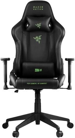 Ігрове крісло Razer TAROK Essentials Razer Edition від Zen Gaming, з лумбарною та шийною подушками, 3D-підлокітниками, чорне/зелене, унікальне