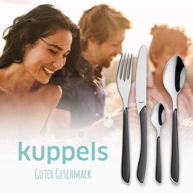 Набір столових приборів Kuppels Prisma для 6 осіб з нержавіючої сталі, рожеві ручки | 24-частини | Нержавіючі столові прибори | Миючі в посудомийній машині