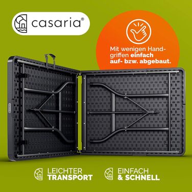 Стол садовий розкладний Casaria® з поліротангу, 180x75 см, чорний (антрацит)