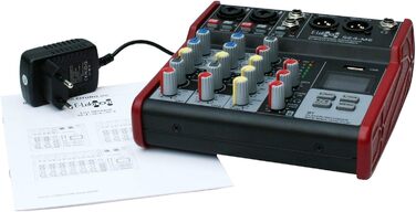 E-Lektron SE-4 Мікшерний пульт 2-канальний + стерео, USB, Bluetooth, звукова карта, фантомне живлення