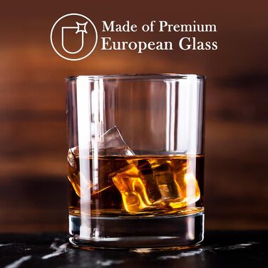 Склянки CRYSTALIA Premium Whiskey, набір 6 шт, 305 мл, без свинцю. Склянки для віскі, коктейлів, бурбону, скотчу, коньяку, ірландського віскі. Набір склянок для бару.