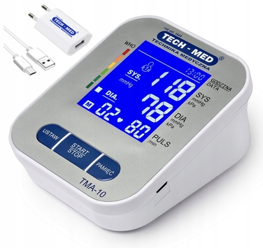 Тонометр на плече TECH-MED TMA-10 з USB-C живленням, індикатором аритмії та чохлом