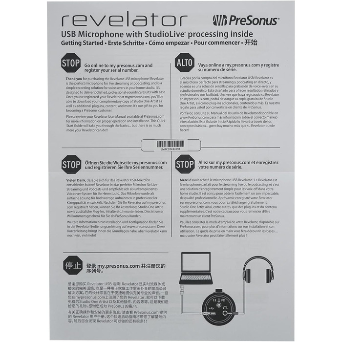 PreSonus Revelator USB-Конденсаторний мікрофон для запису, подкастингу та стрімінгу з програмним забезпеченням Revelator