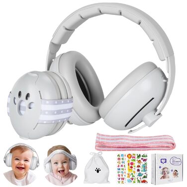 Навушники для захисту від шуму для немовлят 2-в-1, 25dB, до 48 місяців, регульоване антиковзне обличчя, м'які та легкі, для сну, подорожей, гучних місць