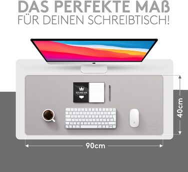 Підкладка під клавіатуру та мишу HAMZAM PU Leder 90x40 см - преміум якість, сірий колір