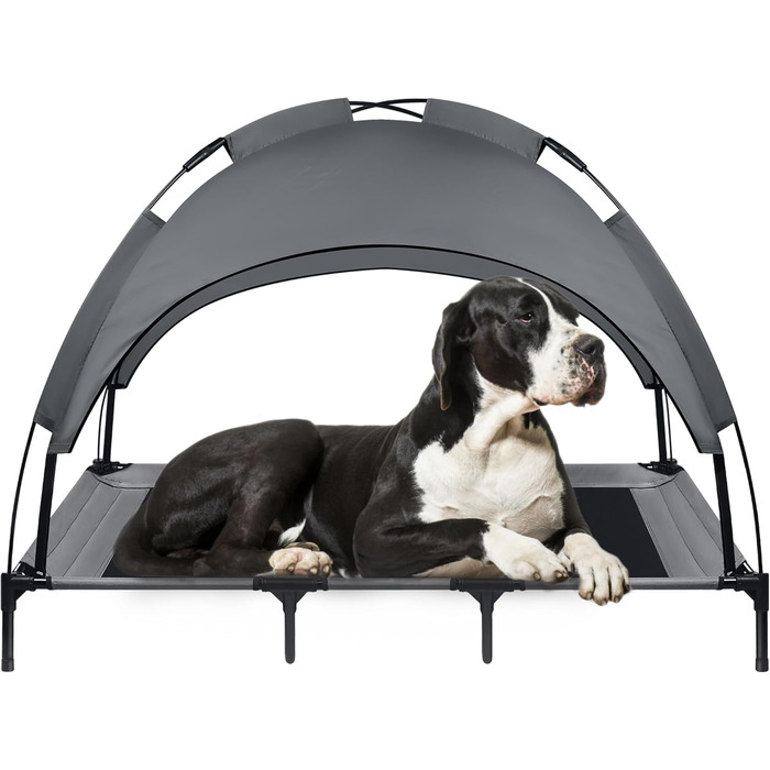Лежанка для собак з балдахіном, XL, 122 x 92 x 102 см - водонепроникна, з дихаючим матеріалом, для відпочинку на вулиці та кемпінгу
