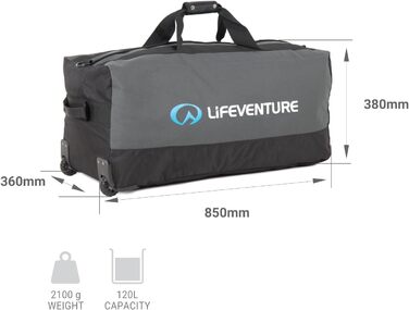 Lifeventure Seesack 'Expedition' with Wheels | 120 Liters, large robust, reinforced wheels, compact storage (Grey)