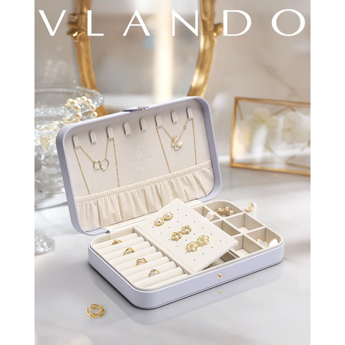 Скринька для прикрас Vlando Modern Middle, фіолетовий колір, органайзер для сережок, кілець, намист та браслетів