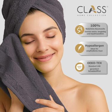 Набір м'яких махрових рушників Class Home Collection Ftee, 100% бавовна, антрацит, 30x50 см, 10 шт.