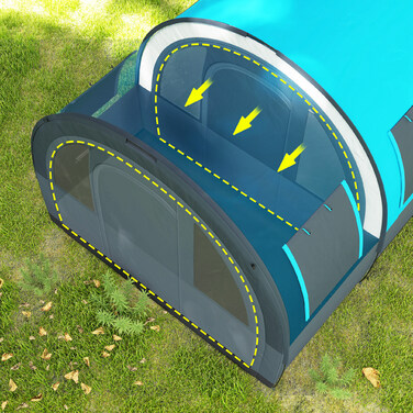 Намет Outsunny Tunnelzelt Campingzelt для 6 осіб з 2 кімнатами та гачками для ліхтариків, груповий намет з сумкою для перенесення, водовідштовхування 3000 мм, сімейний намет сірого кольору
