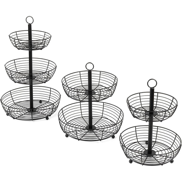 Auroni Етажерка Infinite: двоярусна етажерка для фруктів - стильний фруктовий кошик, H=33 см, D=24 см